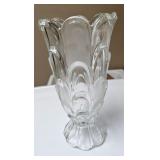 Clear Pressed Glass Vase with Floral Design