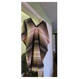 Striped Woven Poncho Garment