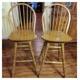Set of 2 Wooden Spindle Back Bar Stools