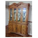 Ornate Wooden China Cabinet with Glass Doors and D