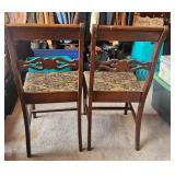 Pair of Wood Framed Chairs with Upholstered Seats