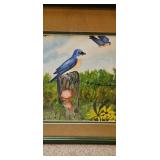 Framed Watercolor Painting 'Country Living' by Mar