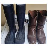 Pair of Servus Size 13 Rubber Boots and Leather Bo