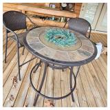 Outdoor Dining Set with Round Table and Two Wicker