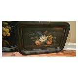 Floral Decorated Serving Trays - Set of Two