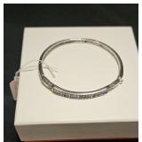 Silver-Tone Bangle Bracelet with Multicolor Stones