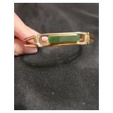 Avon Gold-Tone Bangle Bracelet with Green Stone