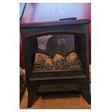 Black Electric Fireplace with Simulated Logs