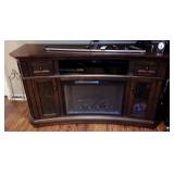 Wooden Media Console with Electric Fireplace