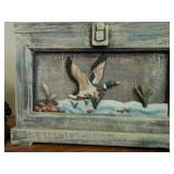 Wooden Decorative Box with Duck Scene and Glass La