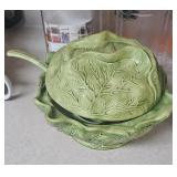 Ceramic Cabbage Soup Tureen with Ladle and Ceramic
