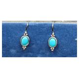 Turquoise Cabochon Metal Earrings