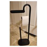 Black Freestanding Toilet Paper Holder with Shelf