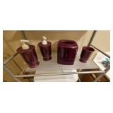 Burgundy Bath Accessory Set with Lotion Dispensers