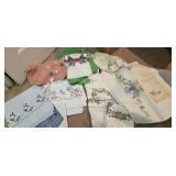 Assorted Embroidered Linens and Knitted Item