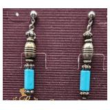 Turquoise and Metal Dangle Earrings
