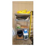 Shelving Unit with Potting Mix, Cooler, and Other