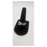 Rhodium Plated Ring Set with Stone Accent