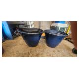 Pair of Blue Decorative Planters