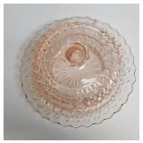Pink Glass Butter Dish with Cover