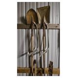 Lot of Shovels, Tree Saw Attachments, and High Lif
