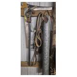 Assorted Tools and Equipment: Saw, Ruler, Chain, a