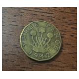 1942 Great Britain Three Pence Coin