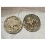 Two United States Buffalo Nickels