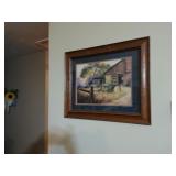 Framed Farm Scene Print Featuring Tractor