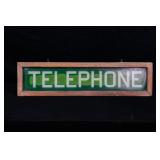 GREEN GLASS TELEPHONE SIGN