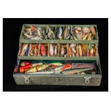 TACKLE BOX FULL OF WOODEN LURES
