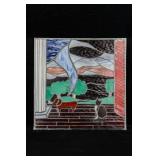 STAINED GLASS - DOG & CAT ON PORCH