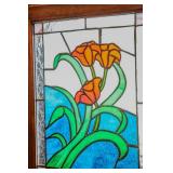 STAINED GLASS - RED FLOWERS