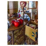 VTG PEDESTAL LAMP W/PAINTED SHADE
