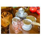 SHEFFIELD PARTIAL SET DISHES W/4 PINK DEPRESSION