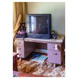 LARGE METAL DESK W/TV