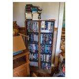 2 SMALL SHELVES W/DVDS/VHS