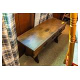 Oak Corner Table & Wood Sitting Bench