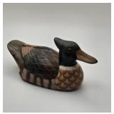 Hand-Carved & Hand-Painted Wooden Duck Decoy  Det