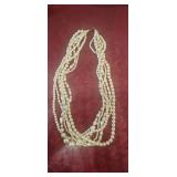 Vintage Multi-Strand Faux Pearl Statement Necklace