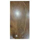 Two Marked Gold Necklaces  Star & Heart Pendants
