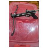 Vintage Pistol-Style Mini Crossbow with Red Bolt