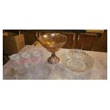 Vintage Glass Serving Lot  Carnival Glass Pedesta