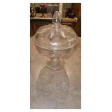 Vintage Clear Glass Footed Pedestal Candy Dish wit
