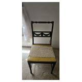 Vintage Black Wood Accent Chair with Decorative Ba