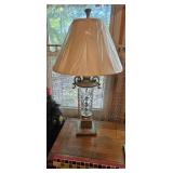 Ornate Cut Crystal & Brass Table Lamp with Shade