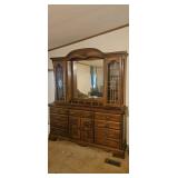 Traditional Oak Dresser with Mirror & Leaded Glass