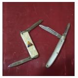 2 Vintage Pocket Knives  Sabre Japan & Advertisin