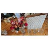 Princess House Crystal Vase with Artificial Roses
