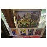 Framed Folk Art & Jazz Art Prints  Church Picnic